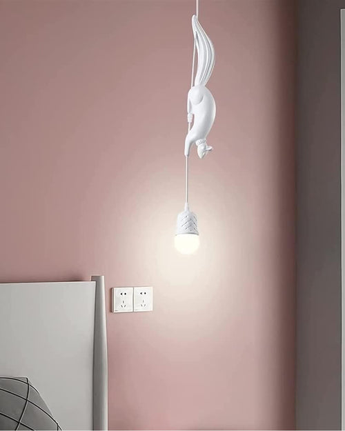 Acorn Squirrel Pendant Light - White